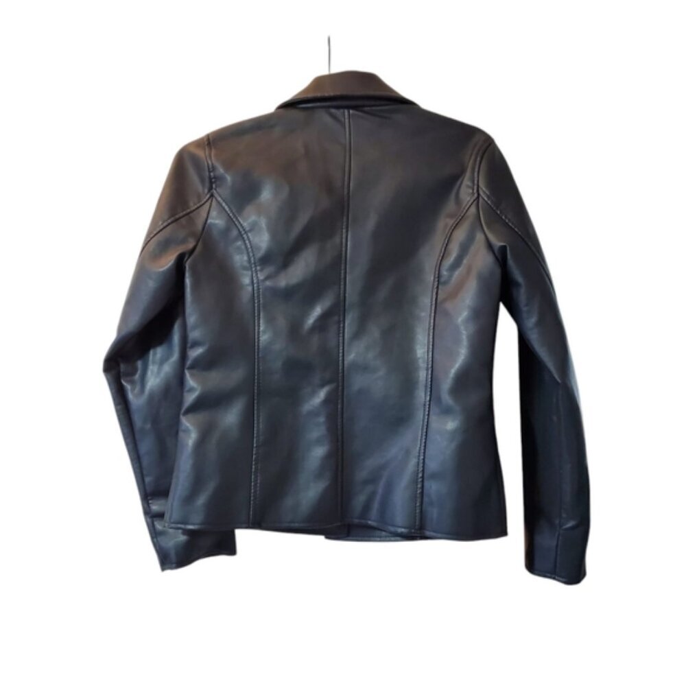 Vintage Reportage Italy 90s Black Matrix The Craft Leather Jacket M - Picture 2 of 7